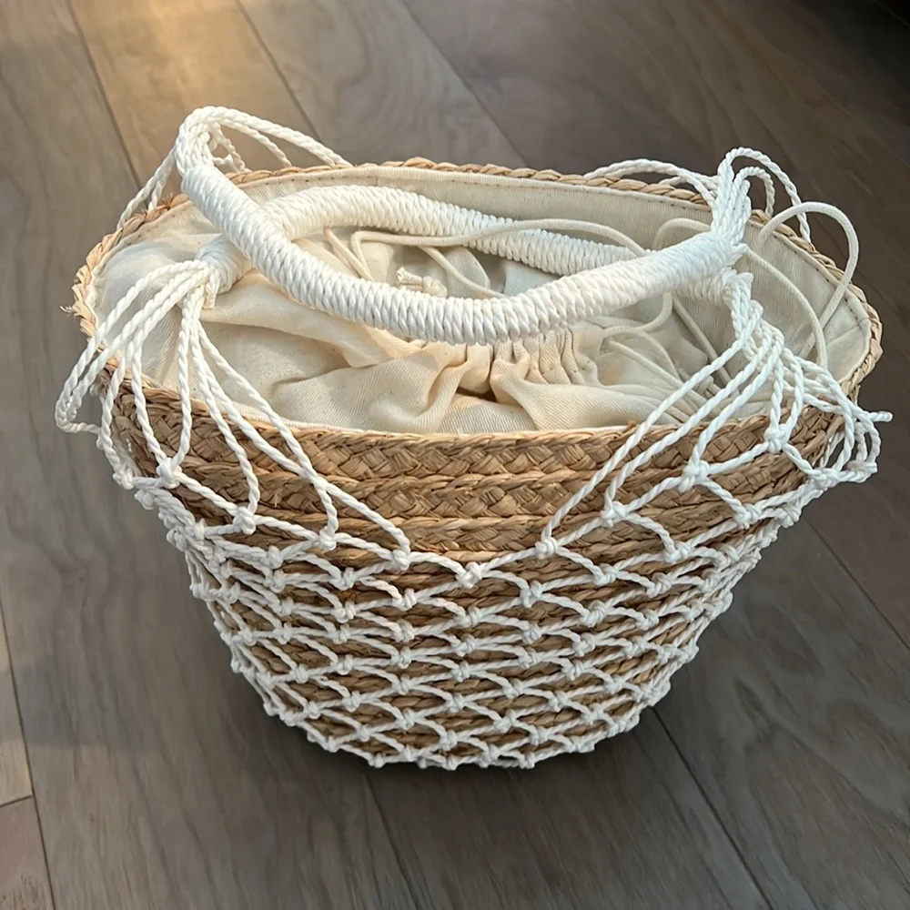NWT J.Crew Sedona Basket Bag White Straw